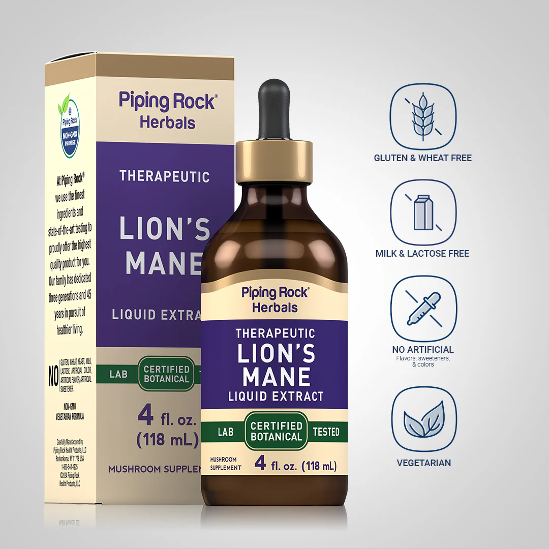 Lion's Mane Liquid Extract, 4 fl oz (118 mL) Dropper Bottle - Image 4
