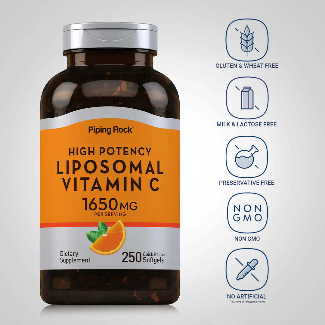 Liposomal Vitamin C Complex, 1650 mg (per serving), 250 Quick Release Softgels - Image 5