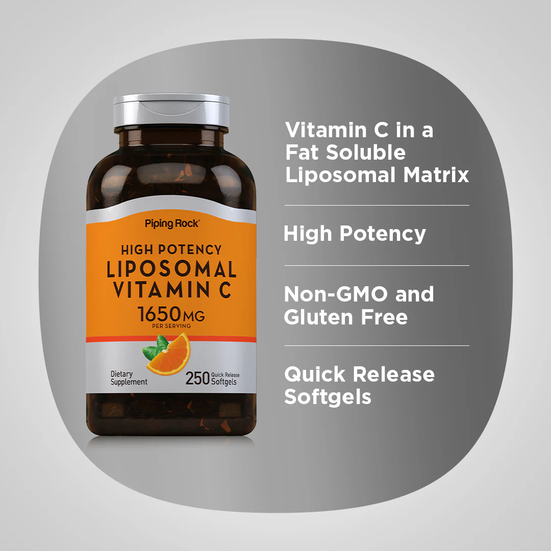Liposomal Vitamin C Complex, 1650 mg (per serving), 250 Quick Release Softgels, 2  Bottles - Image 3