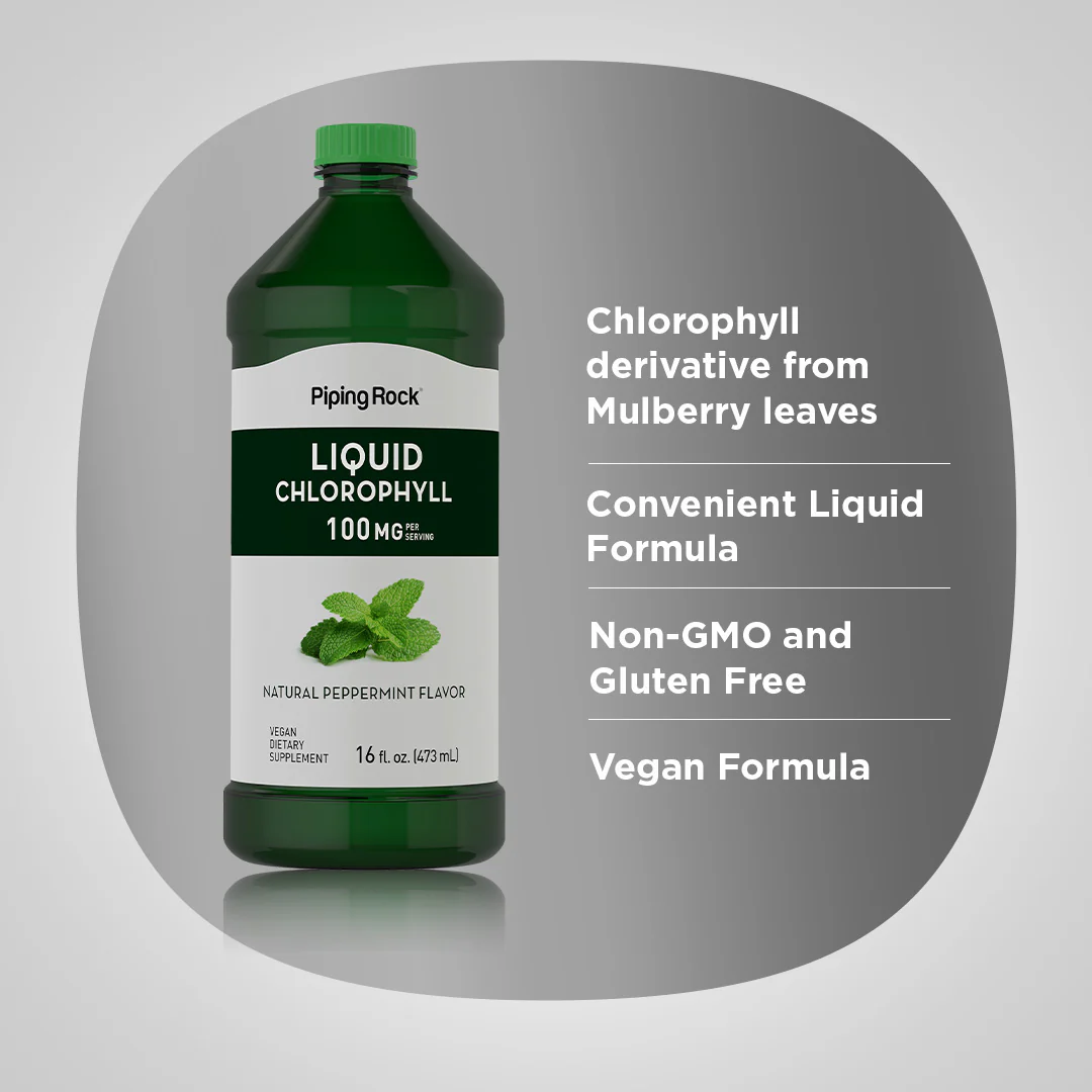Liquid Chlorophyll (Natural Peppermint), 100 mg (per serving), 16 fl oz (473 mL) Bottle - Image 3