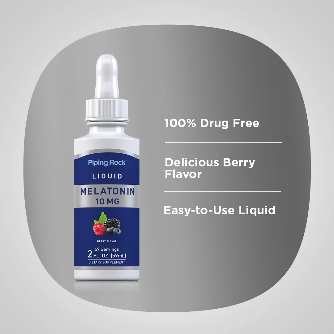 Liquid Melatonin 10 mg (Delicious Berry), 2 fl oz (59 mL) Dropper Bottle - Image 3