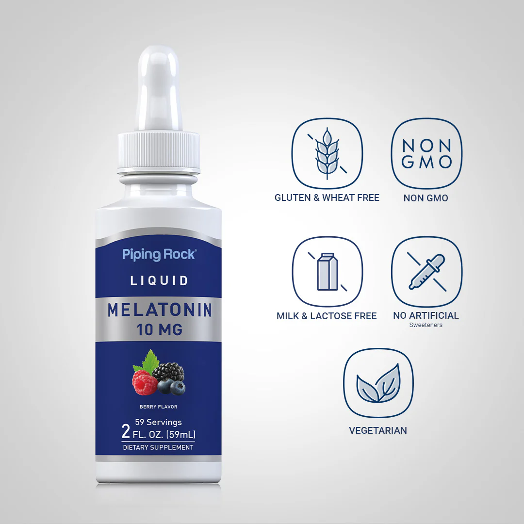 Liquid Melatonin 10 mg (Delicious Berry), 2 fl oz (59 mL) Dropper Bottle - Image 4