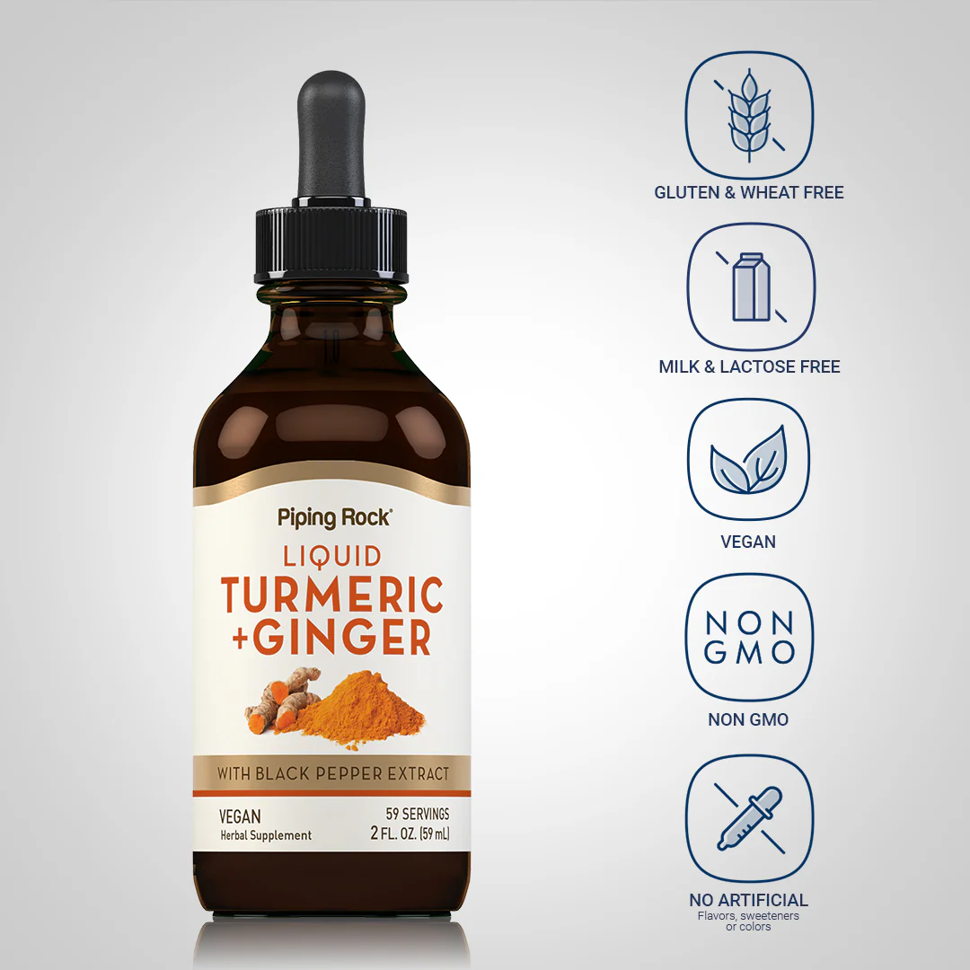 Liquid Turmeric Plus Ginger, 2 fl oz (59 mL) Dropper Bottle, 2  Dropper Bottles - Image 4