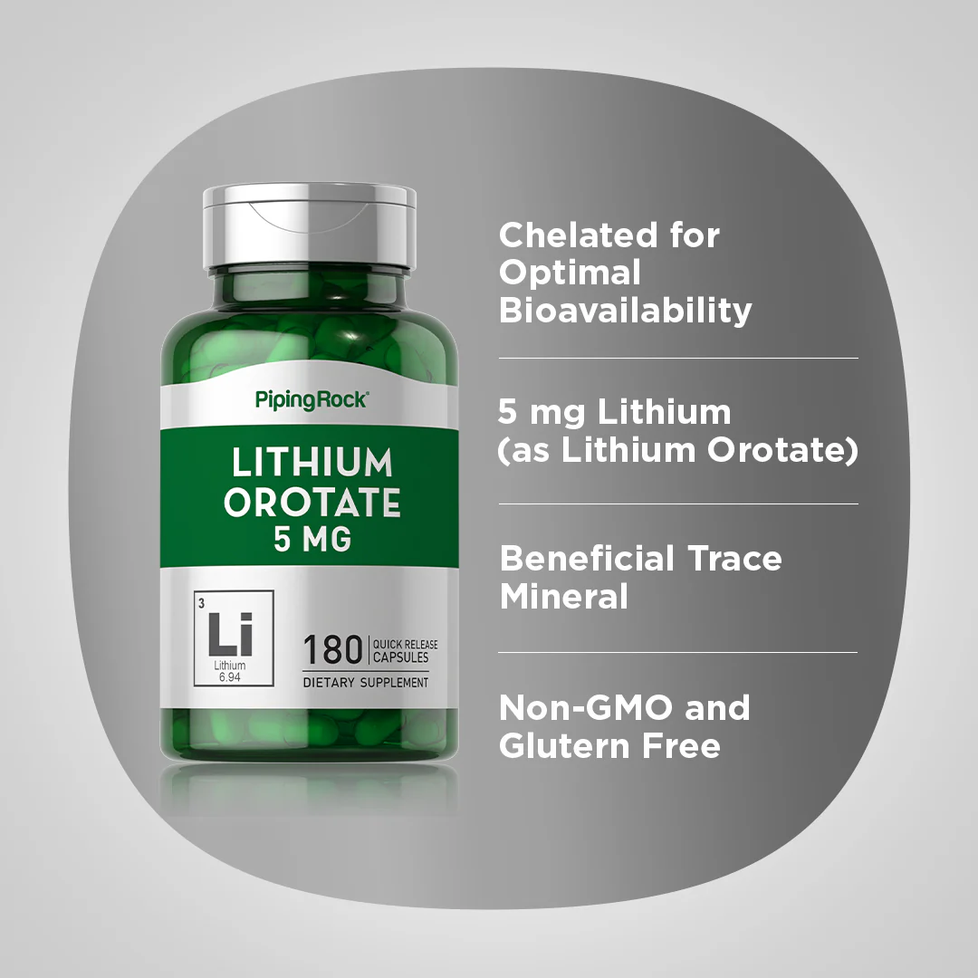Lithium Orotate, 5 mg, 180 Quick Release Capsules, 2  Bottles - Image 4