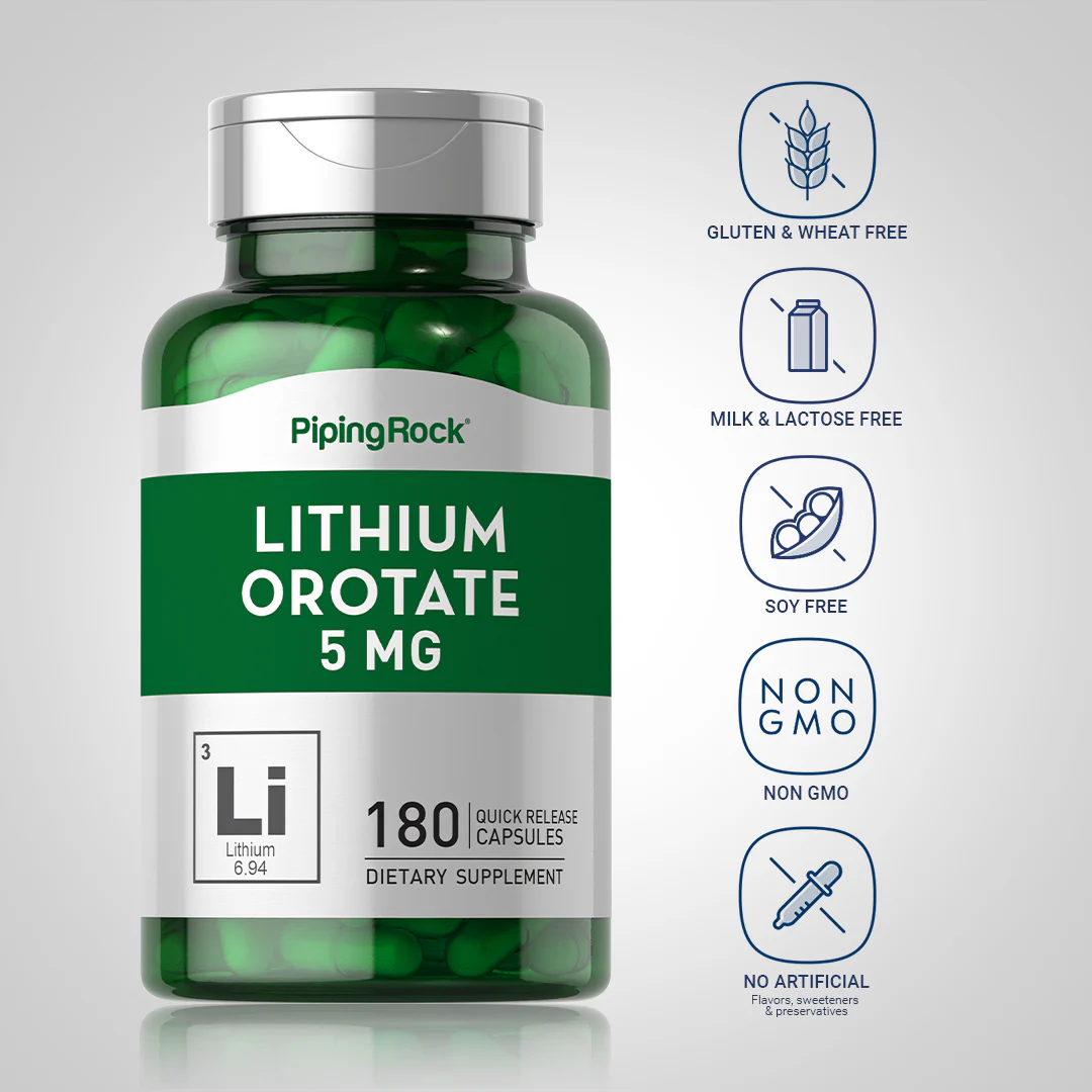 Lithium Orotate, 5 mg, 180 Quick Release Capsules, 2  Bottles - Image 5