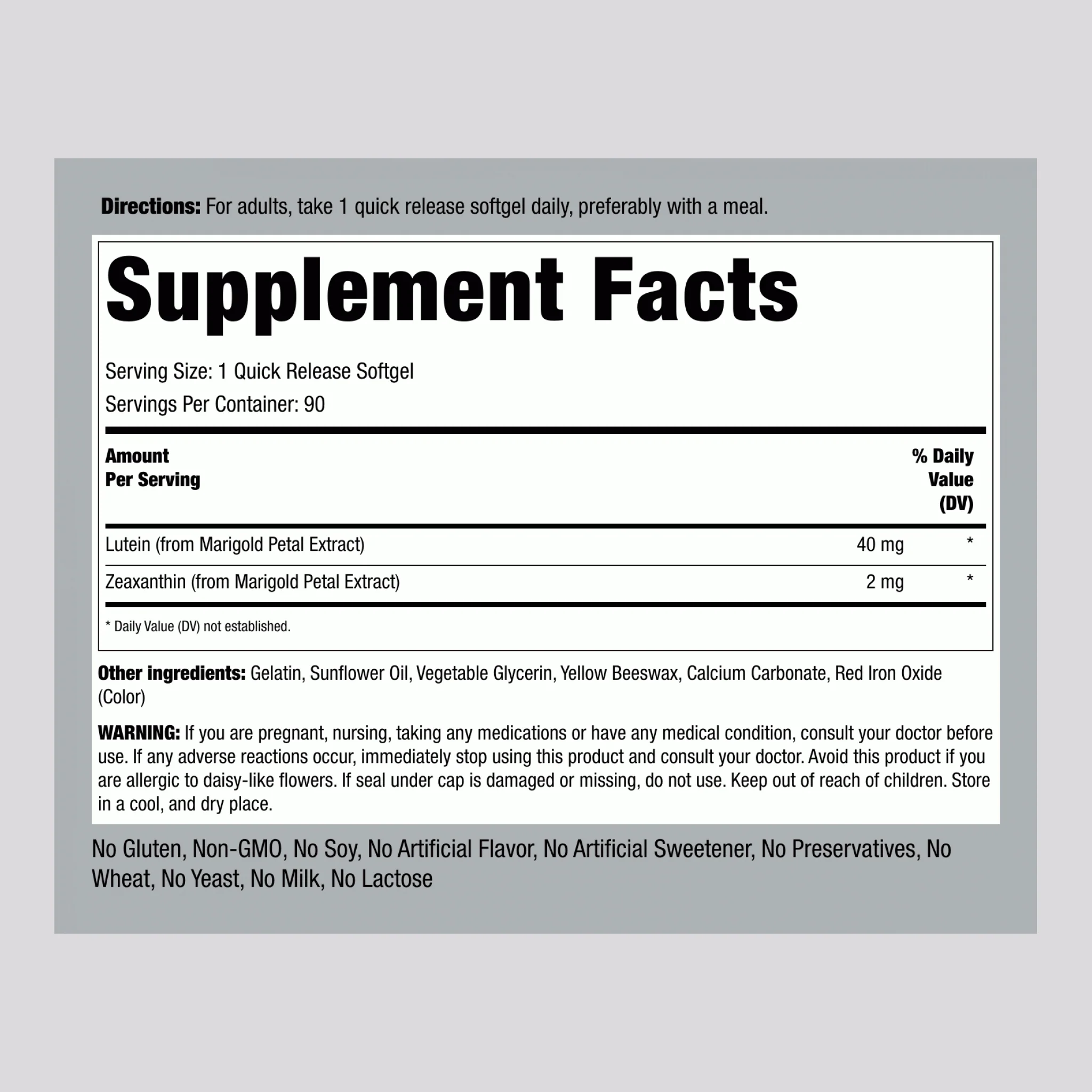 Lutein + Zeaxanthin, 40 mg, 90 Quick Release Softgels - Image 2