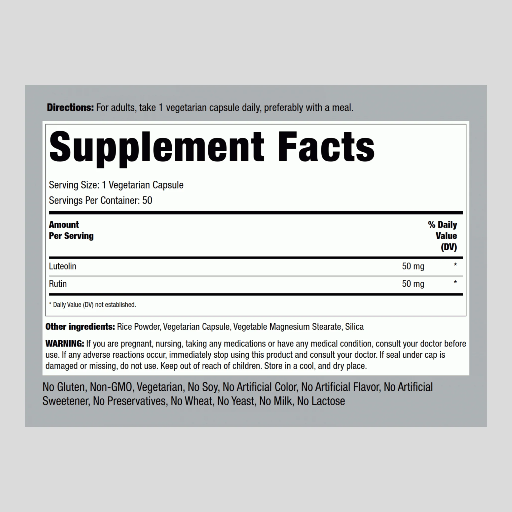 Luteolin Complex with Rutin, 100 mg, 50 Vegetarian Capsules - Image 2