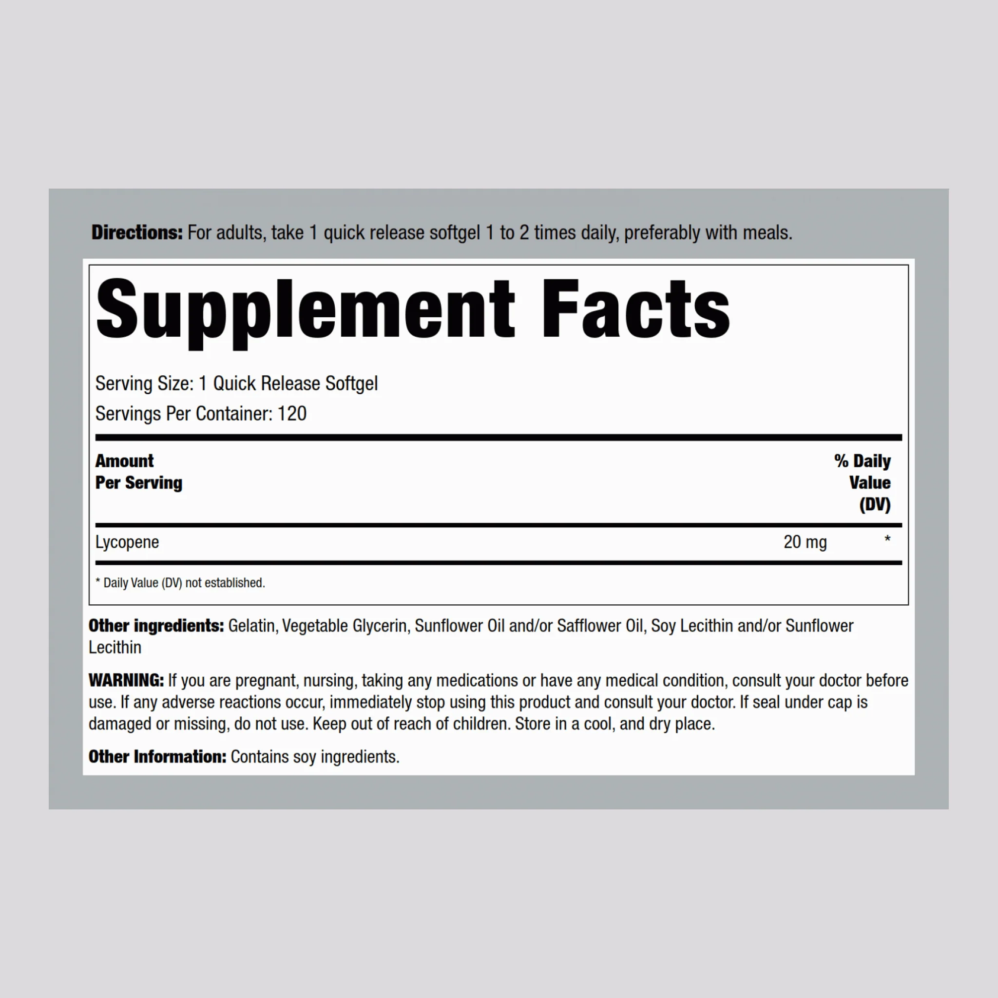Lycopene, 20 mg, 120 Quick Release Softgels - Image 2