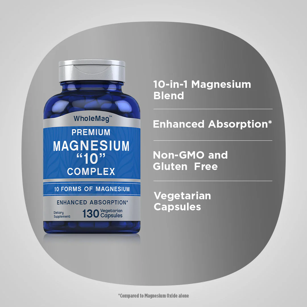 Magnesium "10" Complex, 130 Vegetarian Capsules, 2  Bottles - Image 3