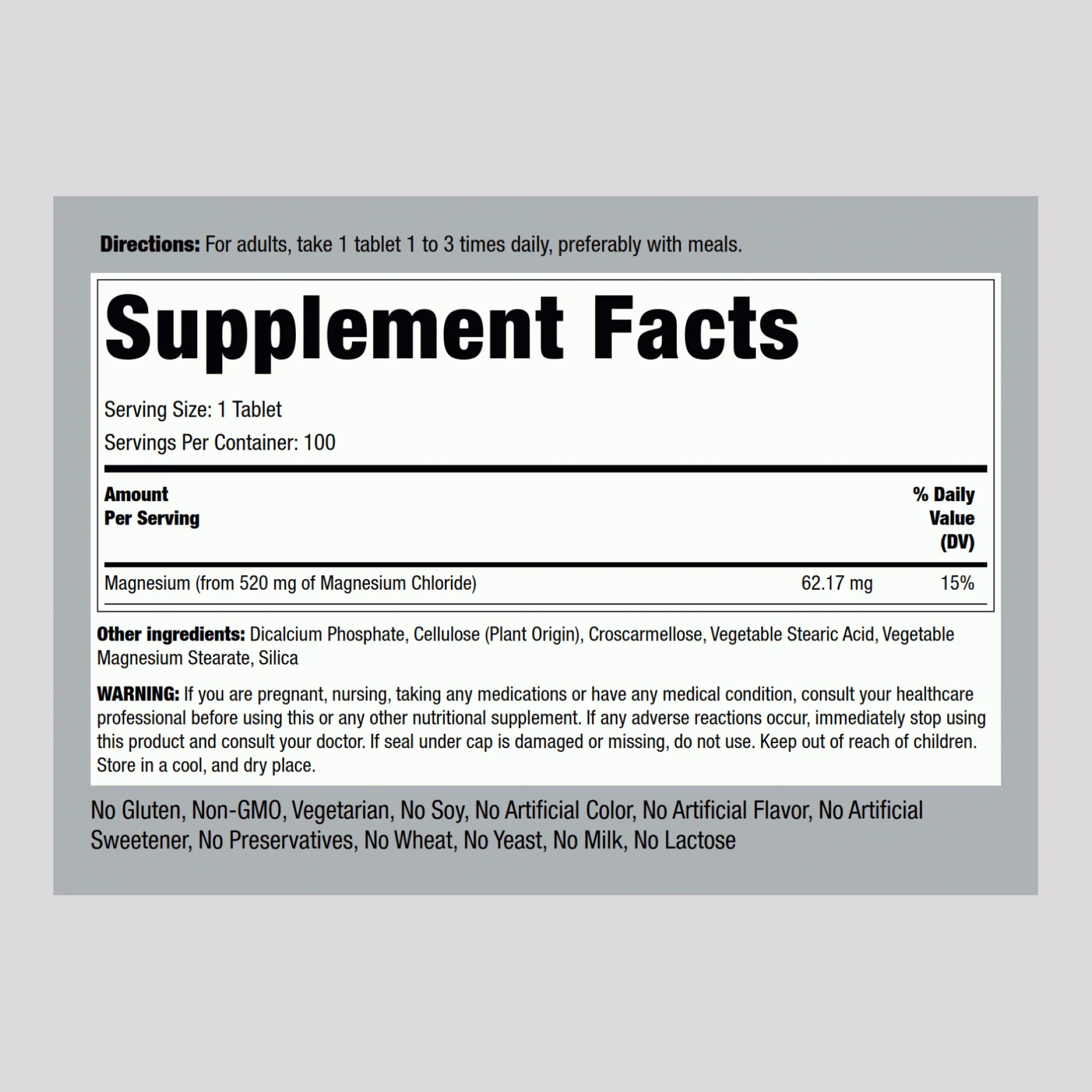 Magnesium Chloride, 520 mg, 100 Tablets, 2  Bottles - Image 2