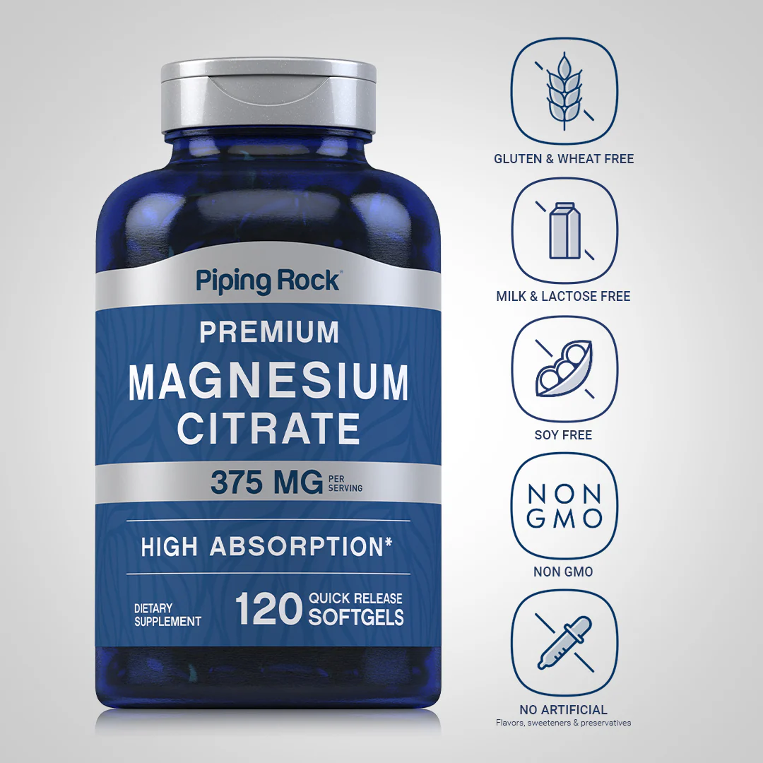 Magnesium Citrate, 375 mg (per serving), 120 Quick Release Softgels - Image 4