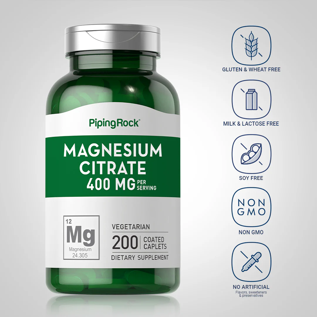 Magnesium Citrate, 400 mg (per serving), 200 Coated Caplets, 2  Bottles - Image 5