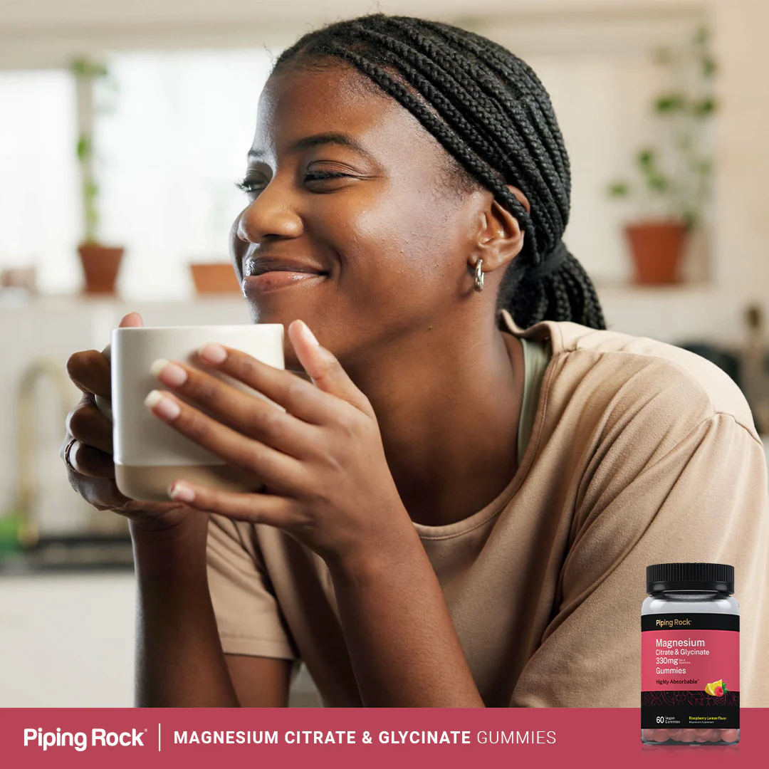 Magnesium Citrate & Glycinate (Raspberry Lemon), 330 mg (per serving), 60 Vegan Gummies - Image 6