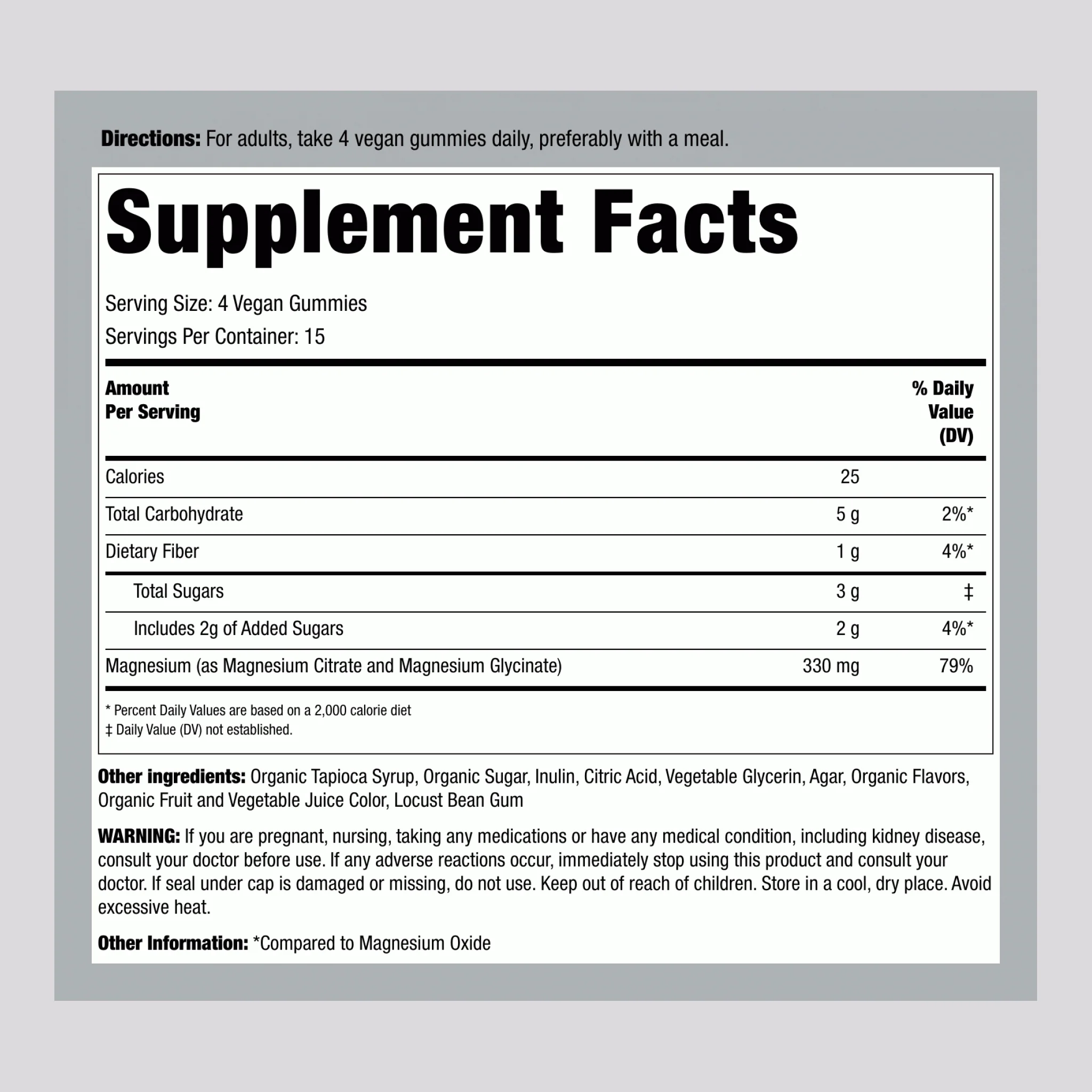 Magnesium Citrate & Glycinate (Raspberry Lemon), 330 mg (per serving), 60 Vegan Gummies, 2  Bottles - Image 2
