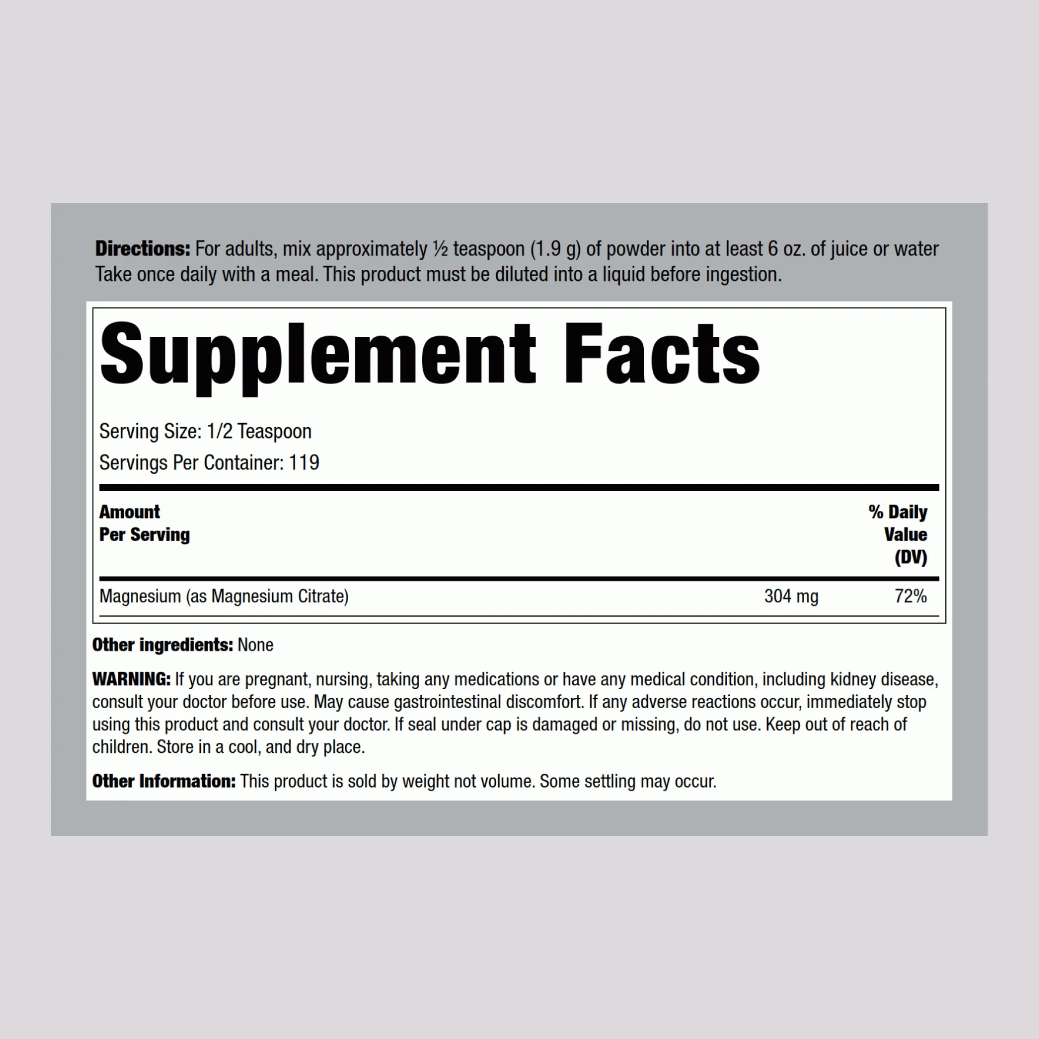 Magnesium Citrate Powder, 8 oz (227 g) Bottle - Image 2