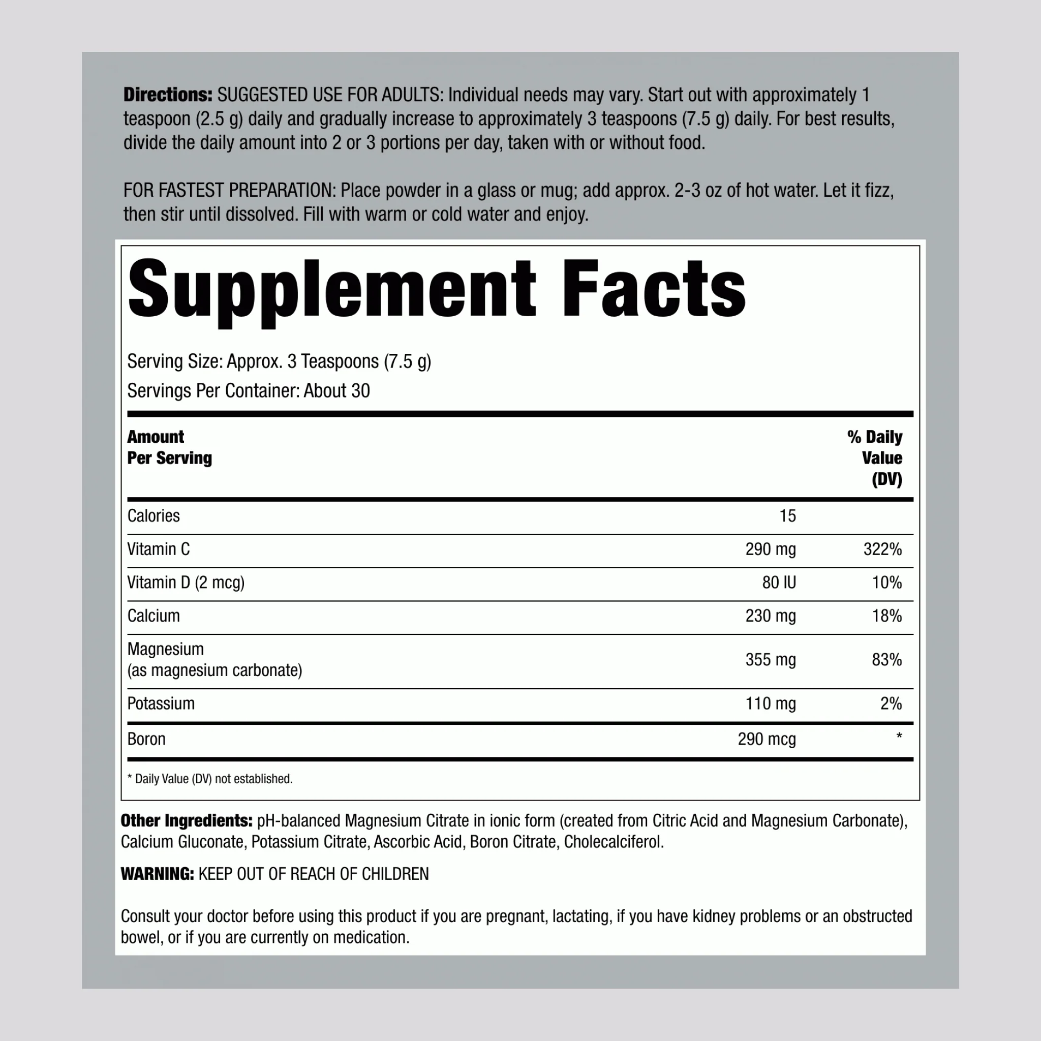 Magnesium Citrate Powder, 8 oz (227 g) Bottle - Image 2