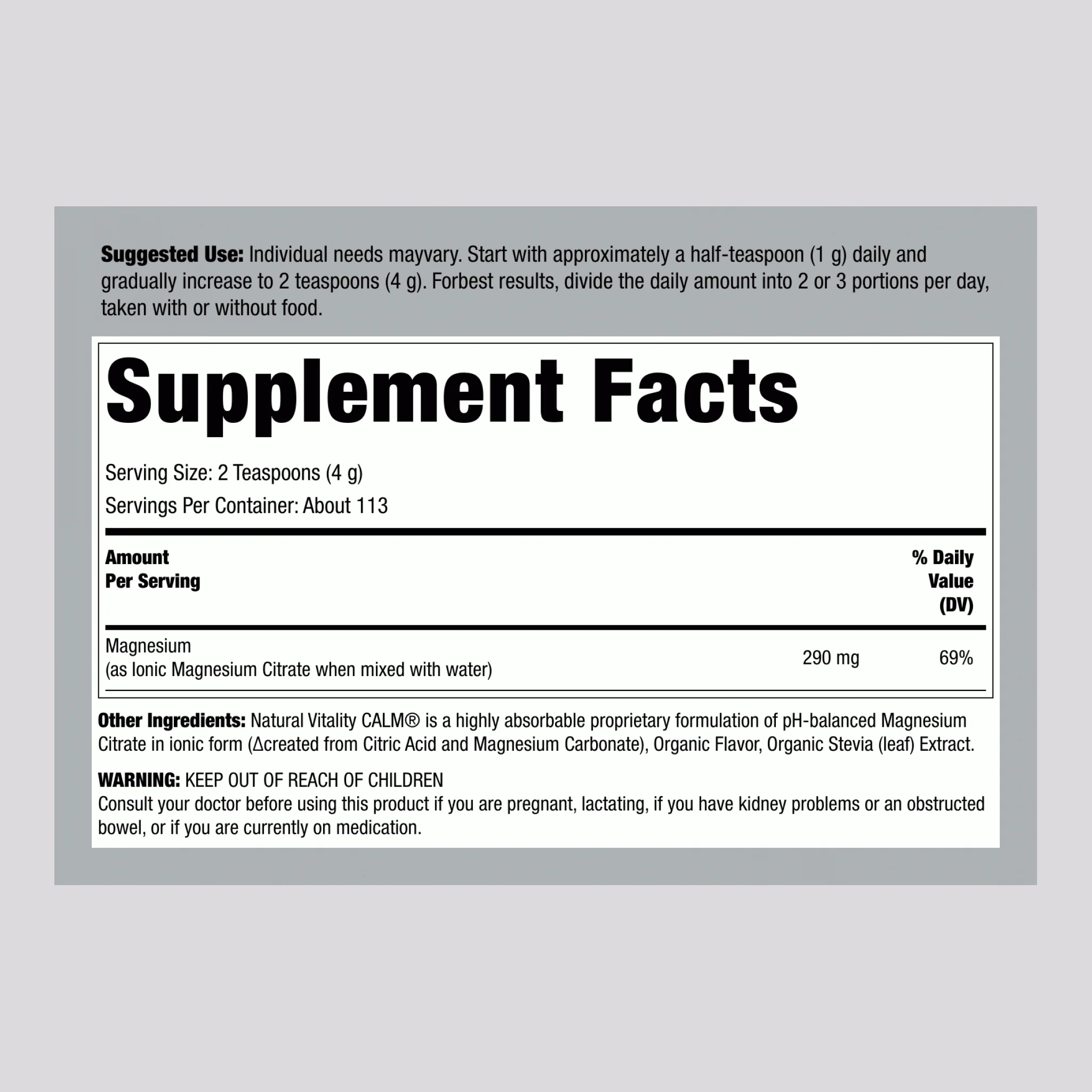 Magnesium Citrate Powder (Watermelon), 16 oz (453 g) Bottle - Image 2