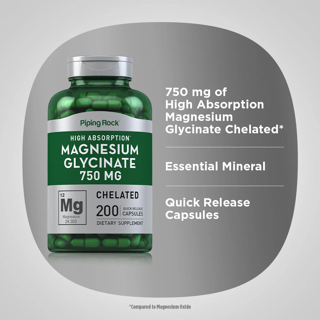 Magnesium Glycinate, 750 mg, 200 Quick Release Capsules, 2  Bottles - Image 2