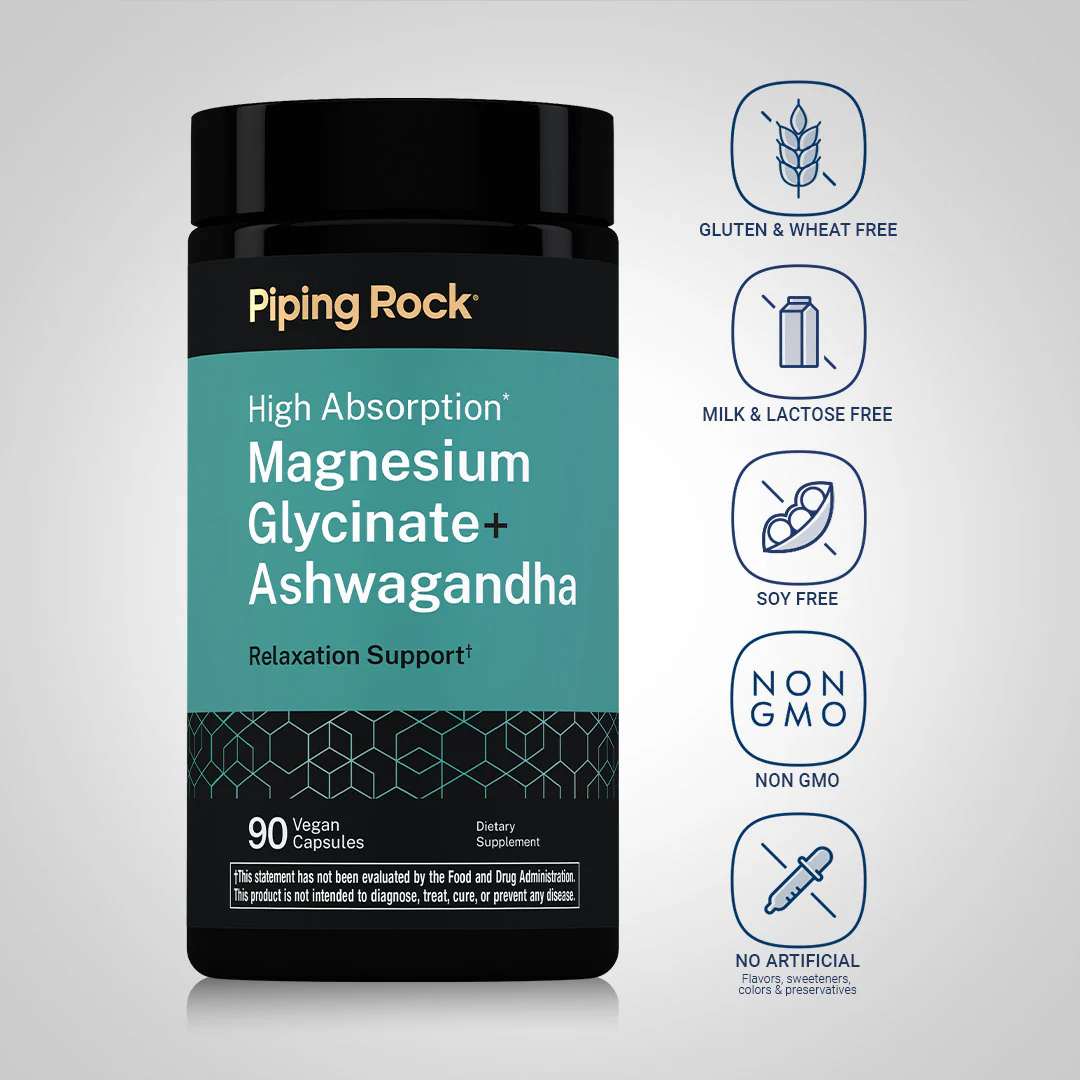 Magnesium Glycinate + Ashwagandha, 90 Vegan Capsules - Image 4