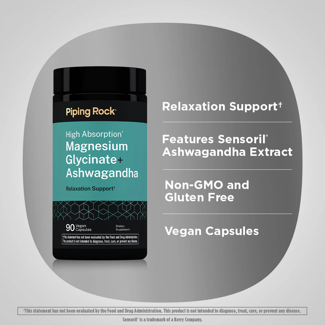 Magnesium Glycinate + Ashwagandha, 90 Vegan Capsules, 2  Bottles - Image 3