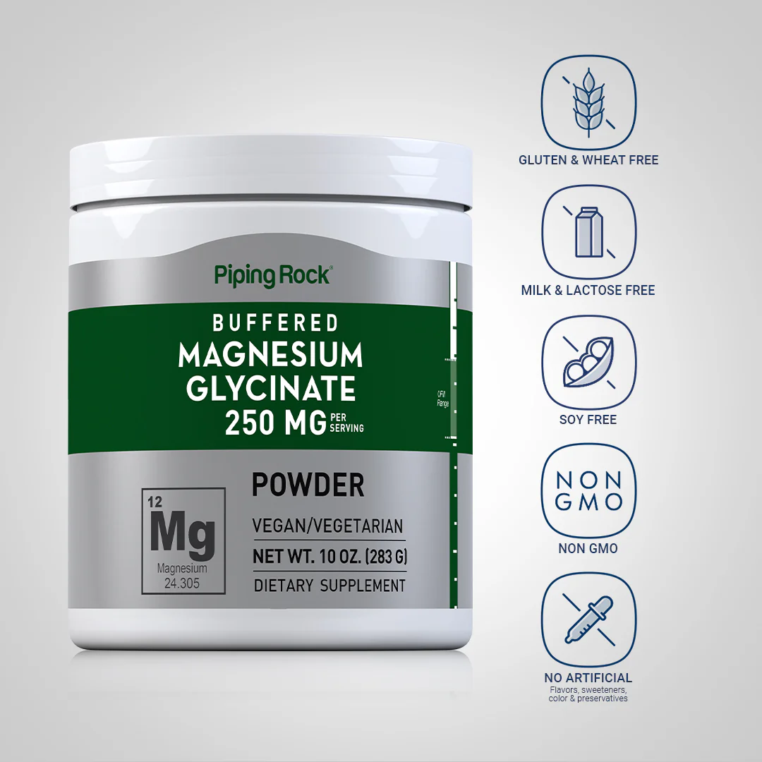 Magnesium Glycinate Powder, 250 mg (per serving), 10 oz (283 g) Bottle, 2  Bottles - Image 4
