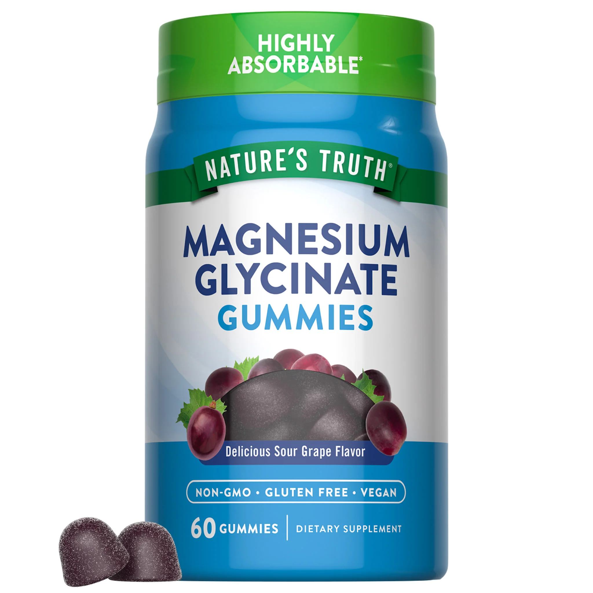Magnesium Glycinate (Sour Grape), 60 Gummies - Image 3