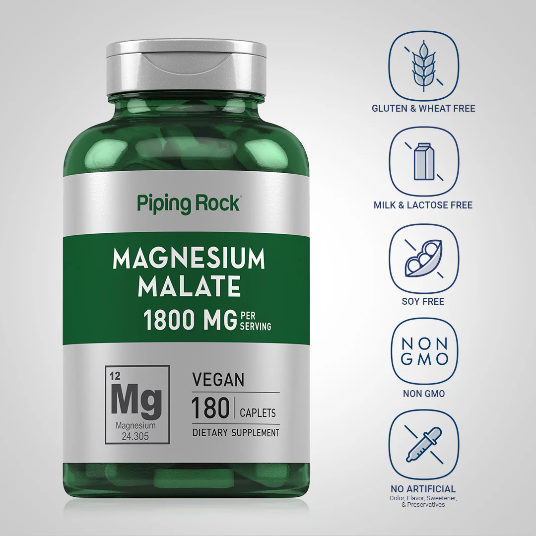 Magnesium Malate, 1800 mg (per serving), 180 Coated Caplets - Image 4
