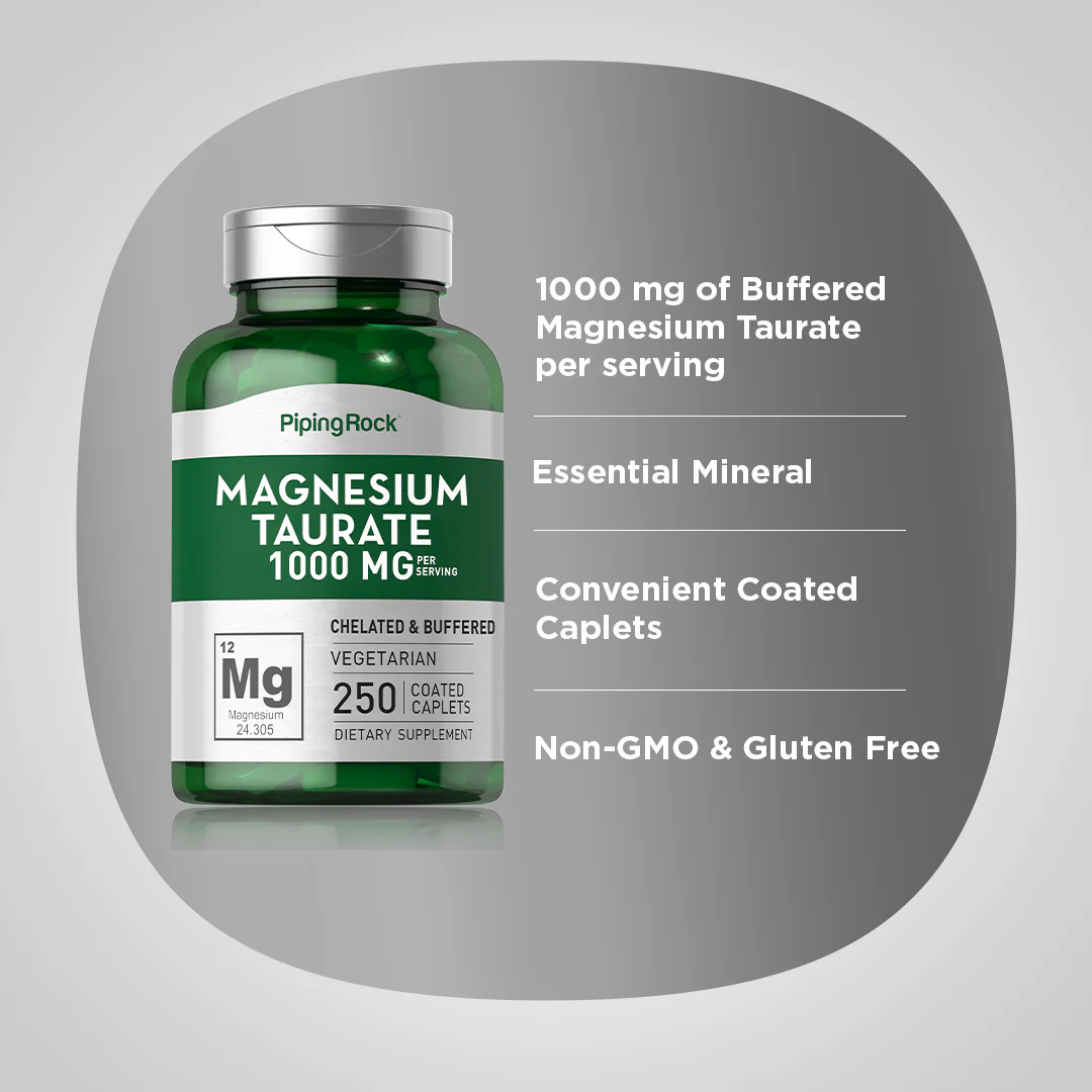 Magnesium Taurate, 1000 mg (per serving), 250 Coated Caplets, 2  Bottles - Image 4