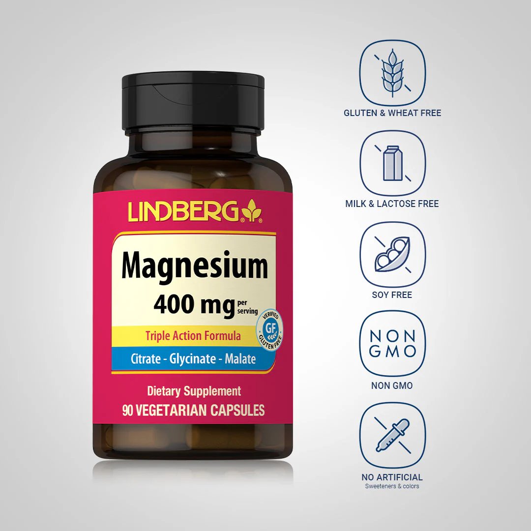 Magnesium (Triple-Action), 400 mg, 90 Vegetarian Capsules - Image 5
