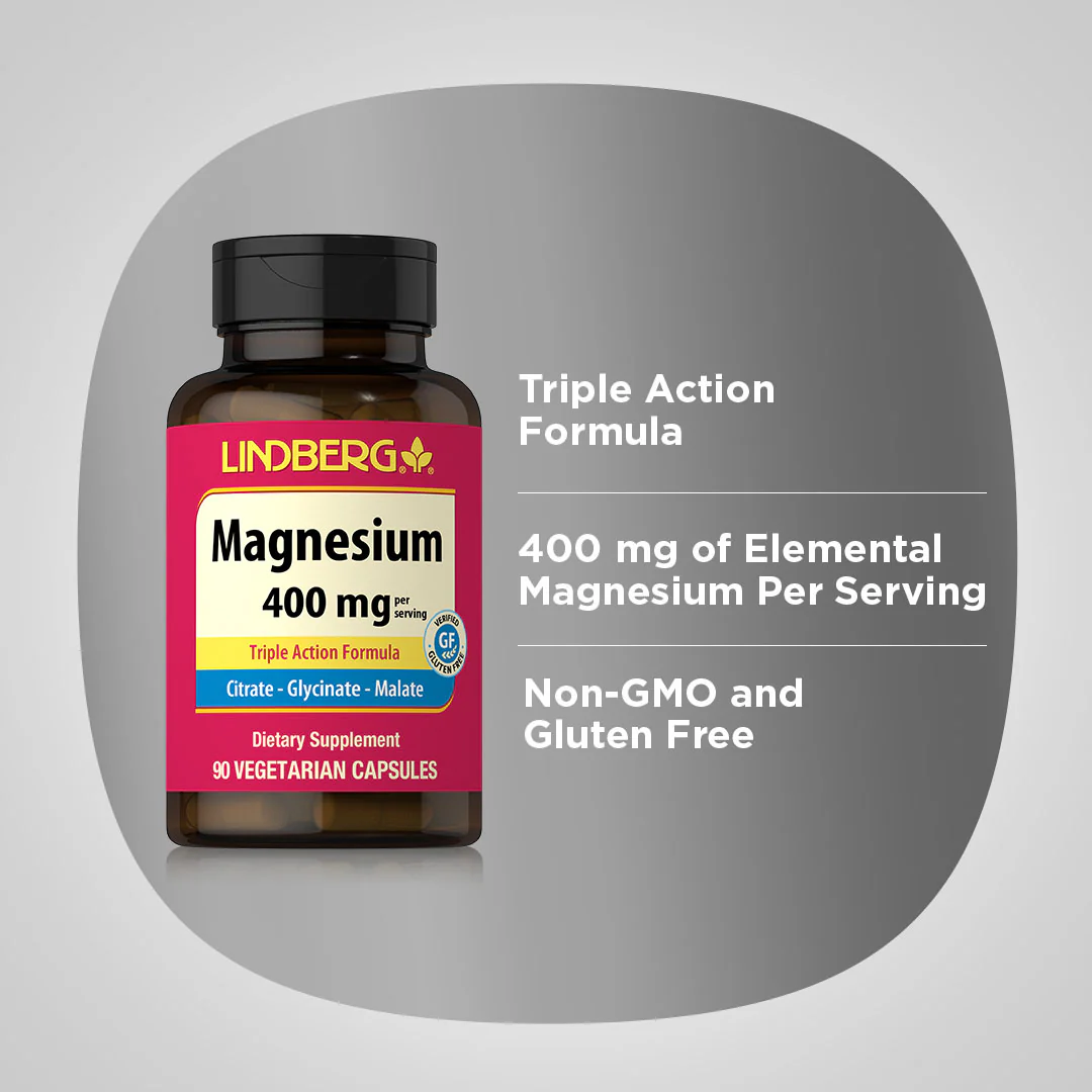 Magnesium (Triple-Action), 400 mg, 90 Vegetarian Capsules, 2  Bottles - Image 5
