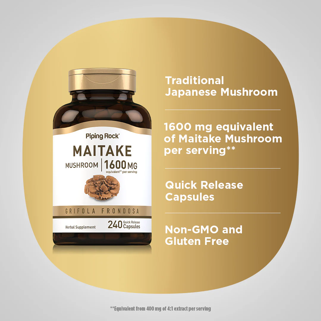 Maitake Mushroom Extract, 1,600 mg (per serving), 240 Quick Release Capsules - Image 4