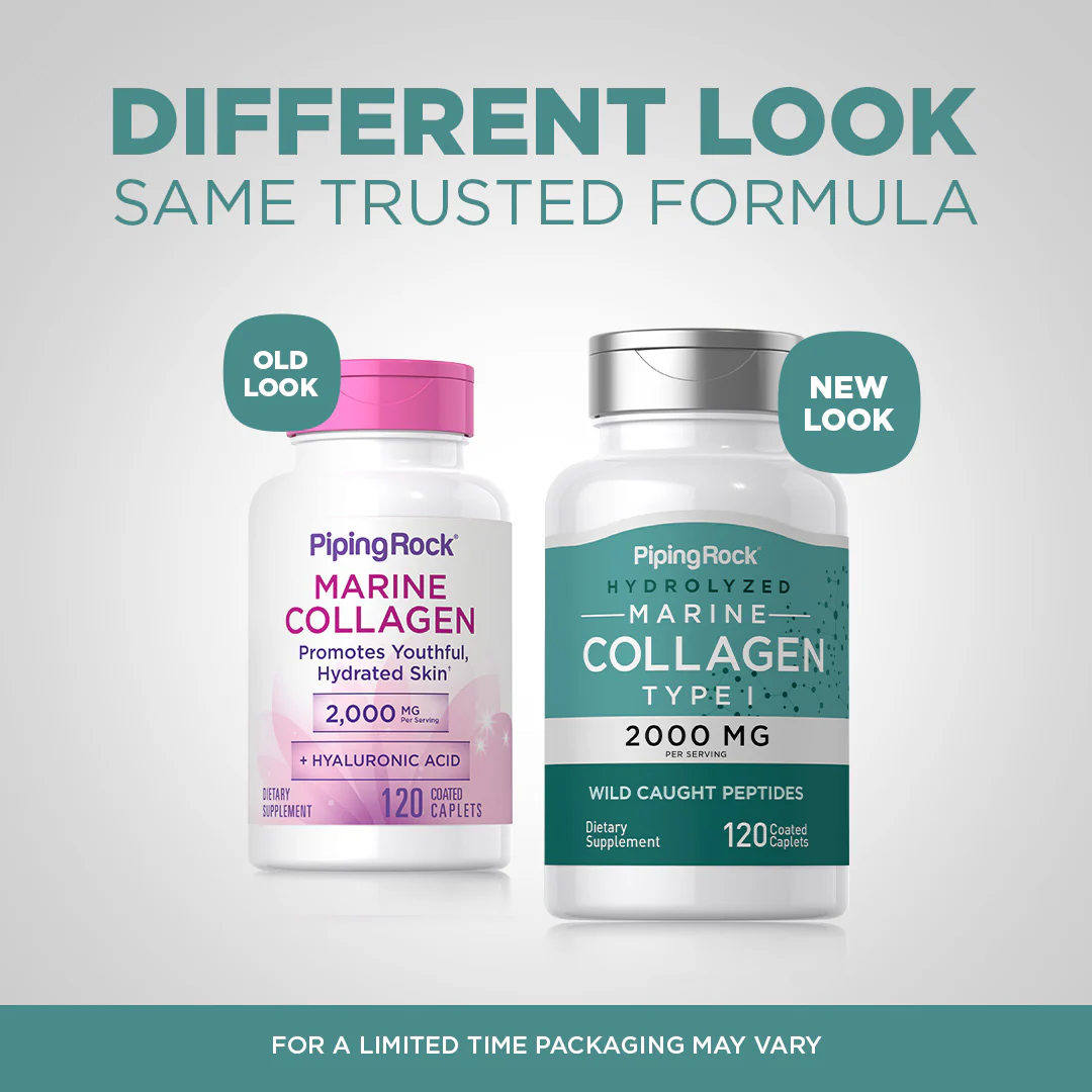 Marine Collagen Type 1, 2000 mg (per serving), 120 Coated Caplets - Image 4