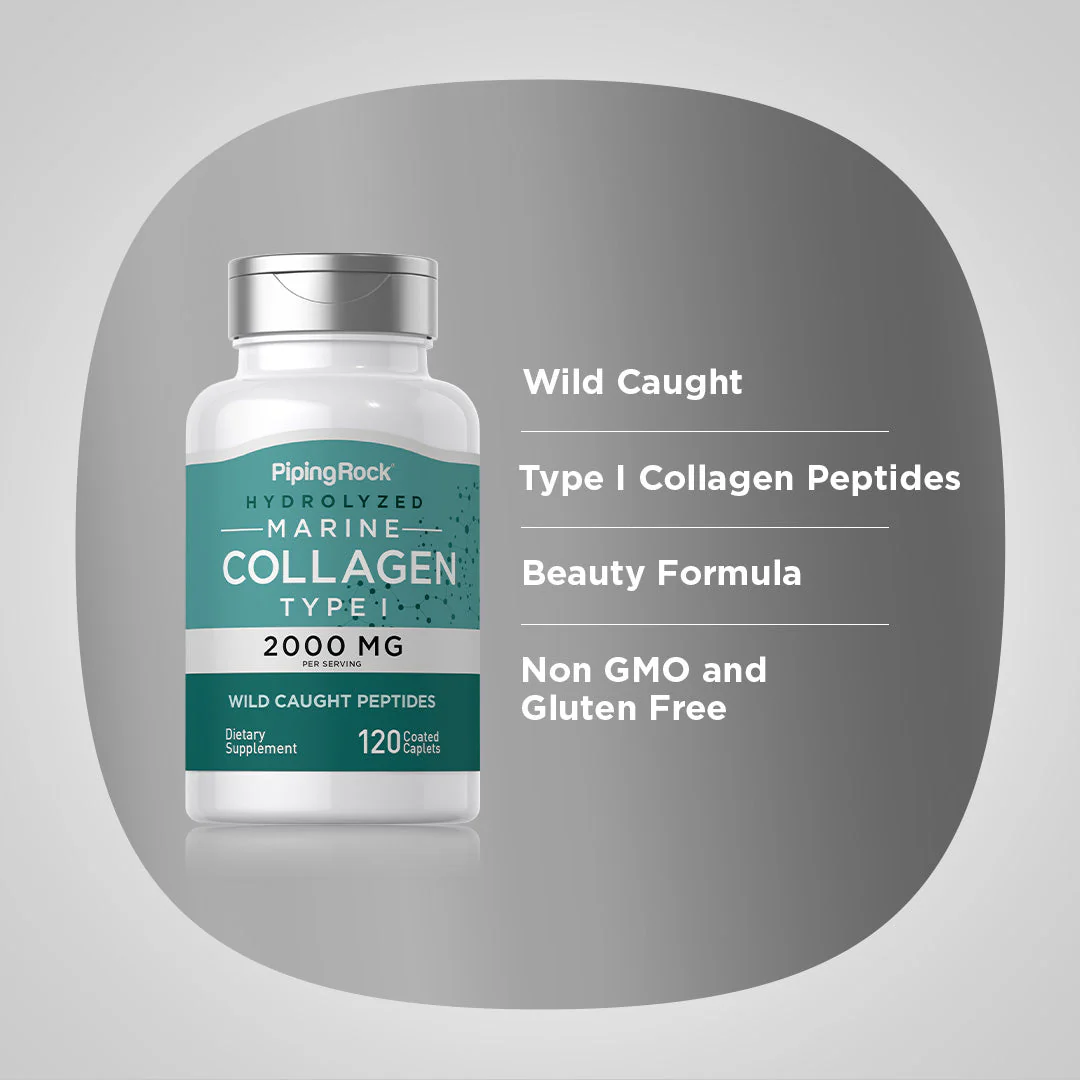 Marine Collagen Type 1, 2000 mg (per serving), 120 Coated Caplets, 2  Bottles - Image 5