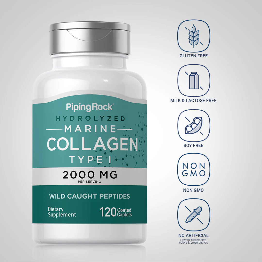 Marine Collagen Type 1, 2000 mg (per serving), 120 Coated Caplets, 2  Bottles - Image 6