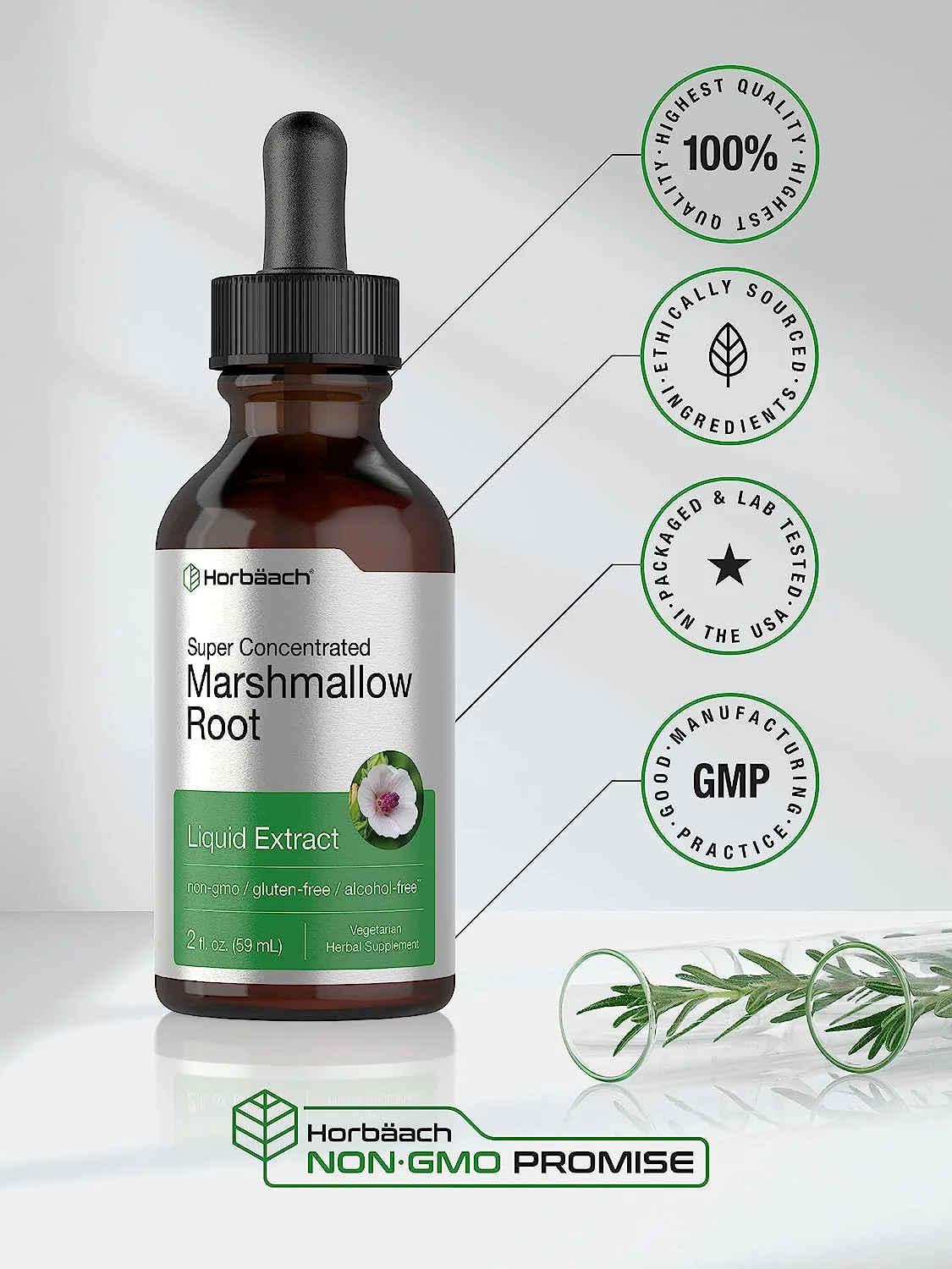 Marshmallow Root Liquid Extract Alcohol Free, 2 fl oz (59 mL) Dropper Bottle - Image 7
