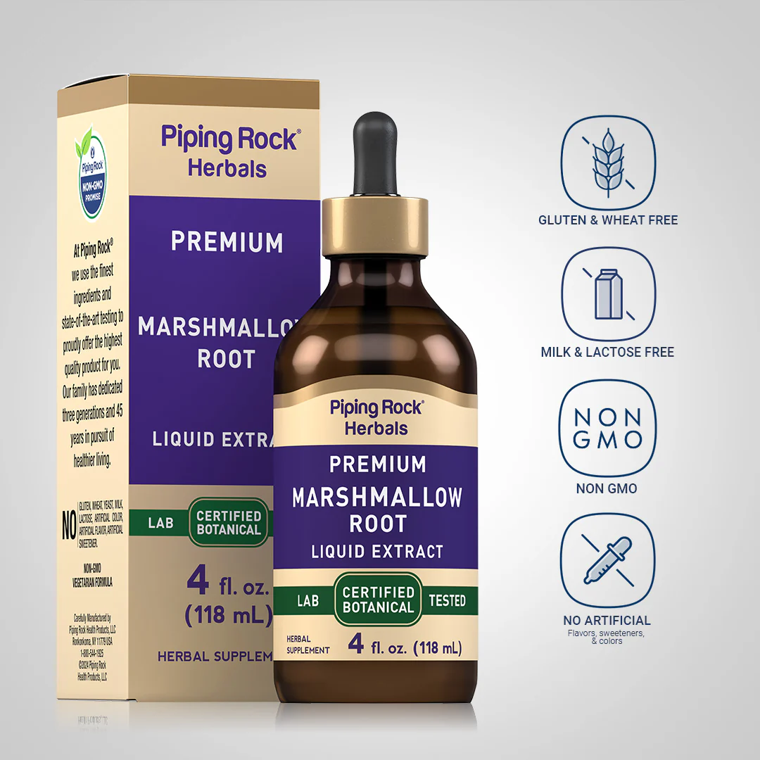 Marshmallow Root Liquid Extract Alcohol Free, 4 fl oz (118 mL) Dropper Bottle - Image 4