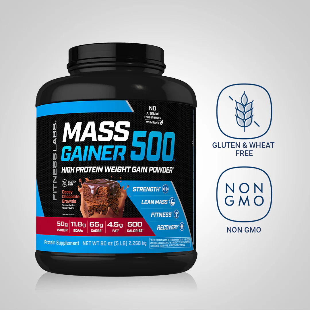 Mass Gainer 500 (Gooey Chocolate Brownie), 5 lb (2.268 kg) Bottle - Image 4