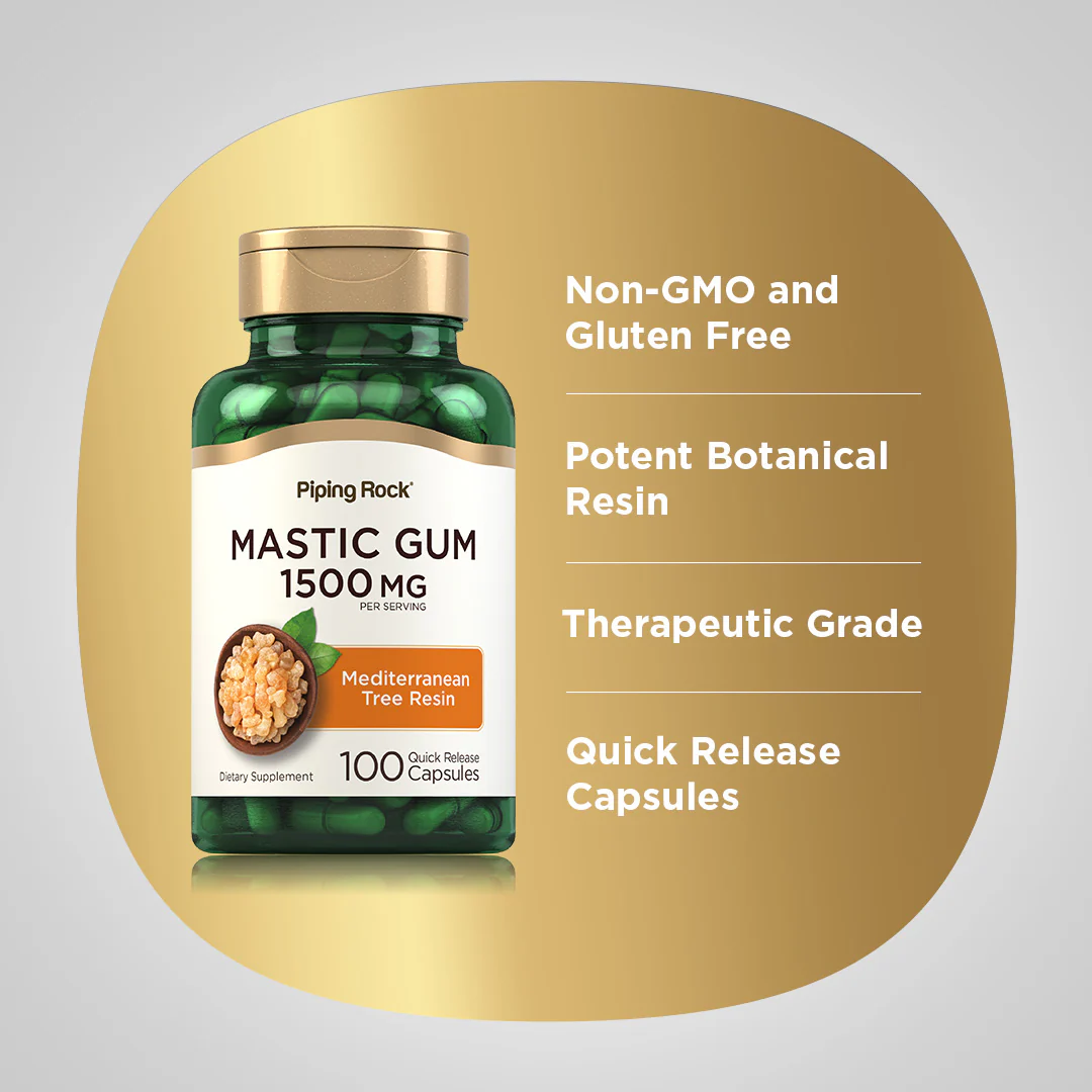 Mastic Gum, 1500 mg (per serving), 100 Quick Release Capsules, 2  Bottles - Image 4
