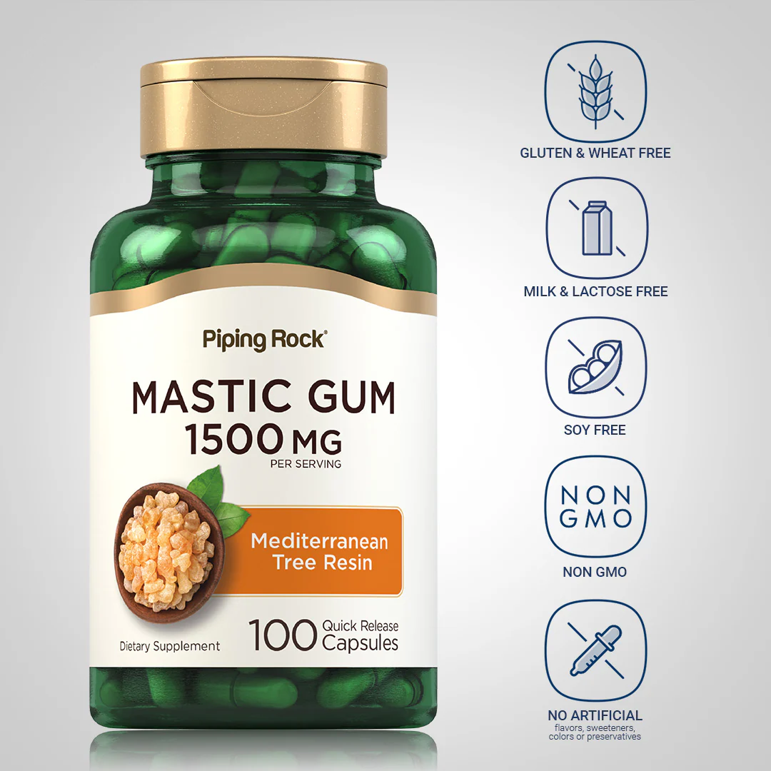 Mastic Gum, 1500 mg (per serving), 100 Quick Release Capsules, 2  Bottles - Image 5