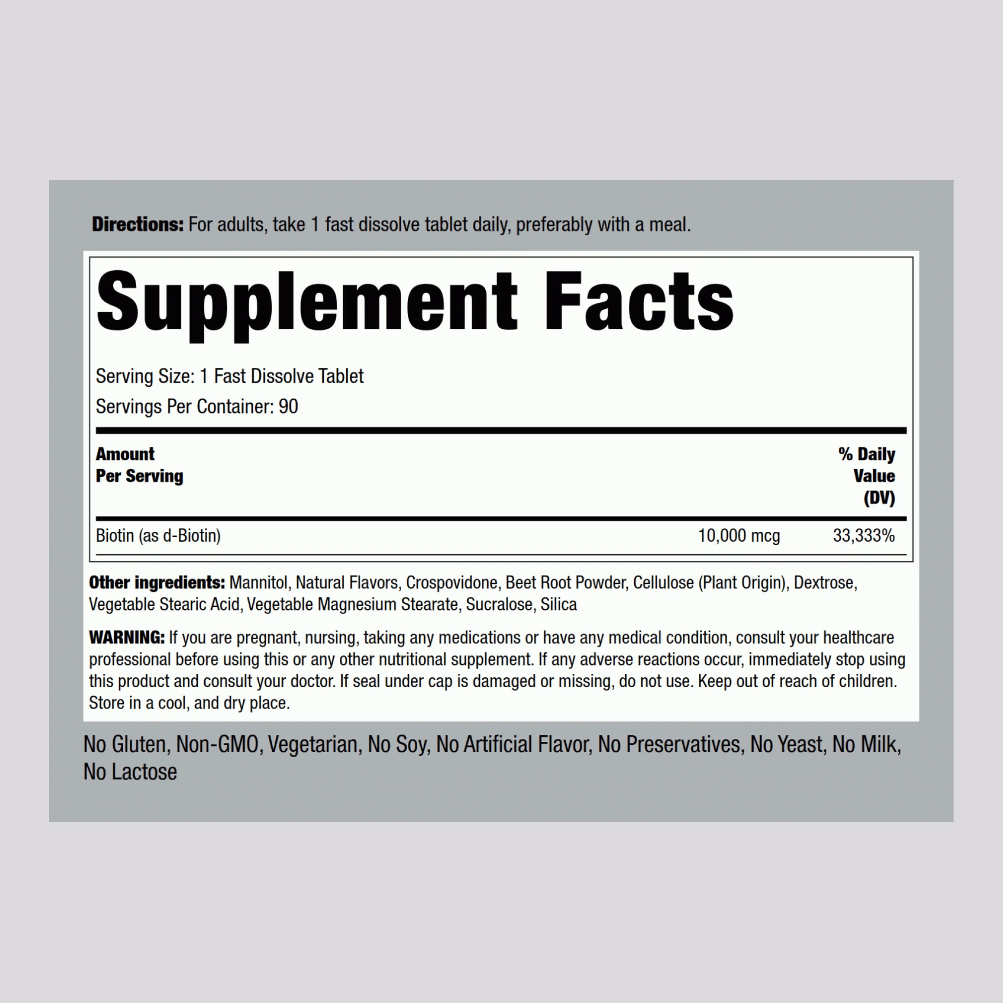 Max Biotin, 10,000 mcg, 90 Fast Dissolve Tablets, 2  Bottles - Image 2