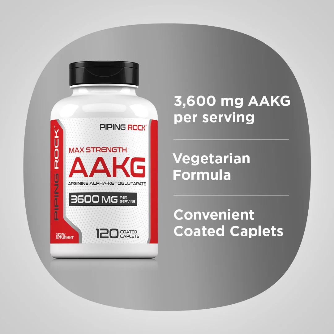 Max Strength AAKG Arginine Alpha-Ketoglutarate (Nitric Oxide Enhancer), 3600 mg (per serving), 120 Coated Caplets, 2  Bottles - Image 3