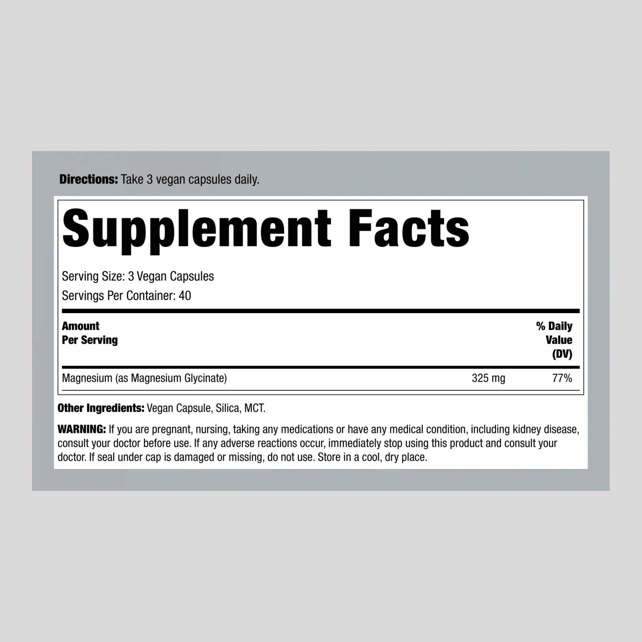 MAXCALM Magnesium Glycinate, 325 mg, 120 Vegan Capsules - Image 7