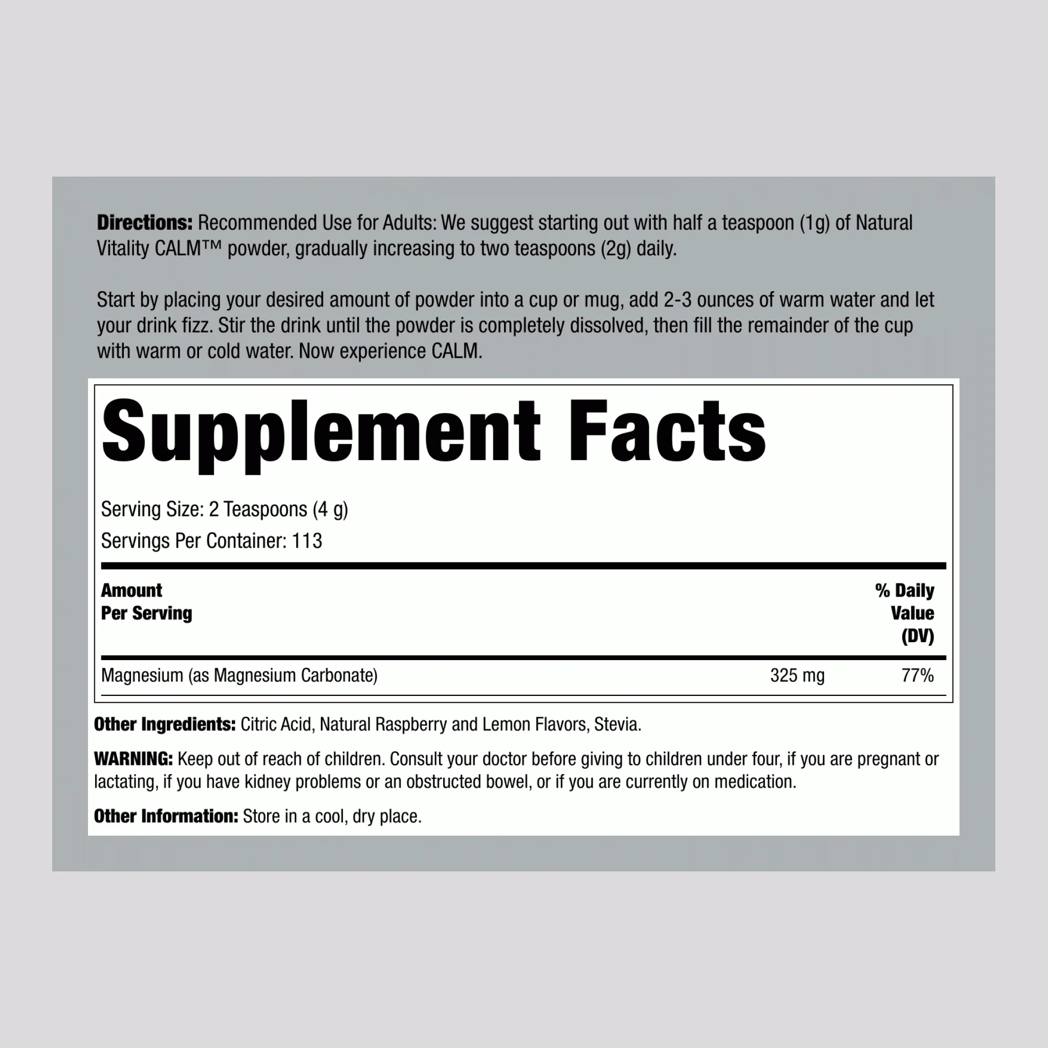 MAXCALM Powder Raspberry-Lemon, 16 oz (453 g) - Image 2