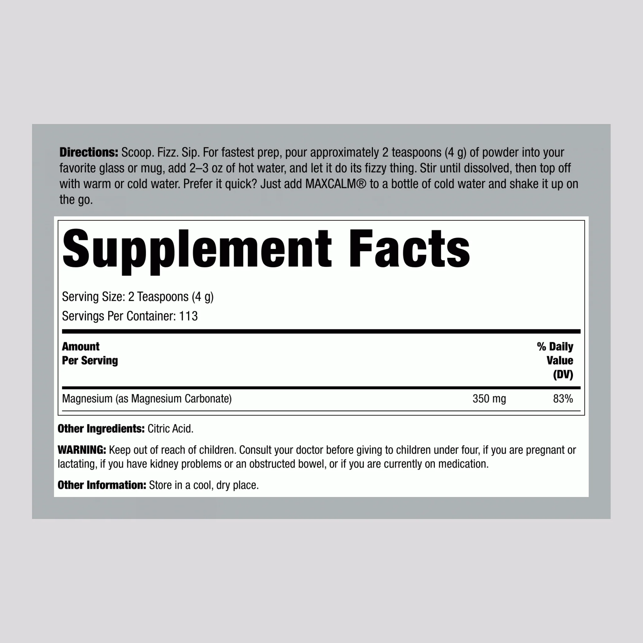 MAXCALM Powder Unflavored, 16 oz (453 g) - Image 8