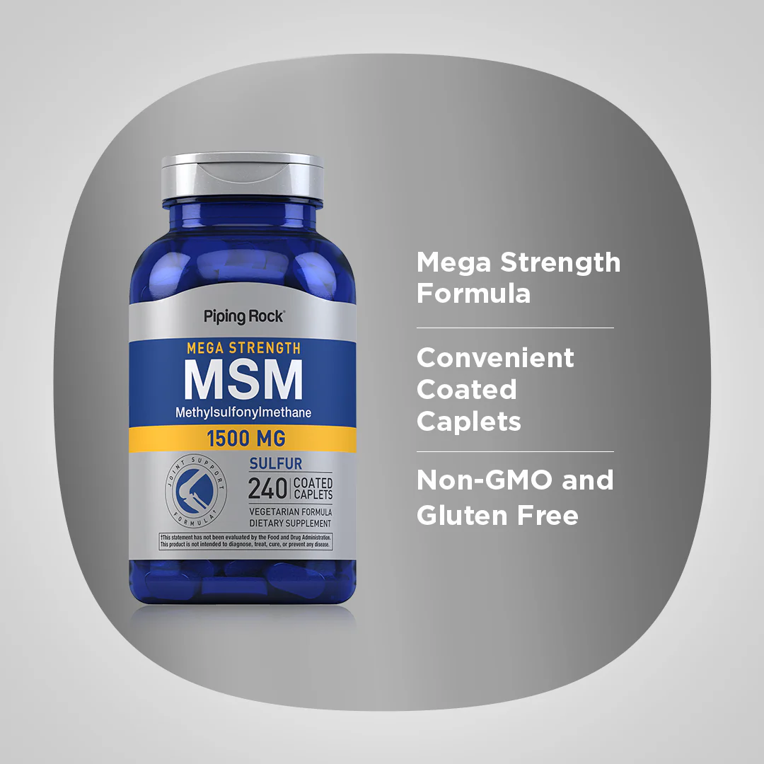 Mega MSM + Sulfur, 1500 mg, 240 Coated Caplets - Image 4
