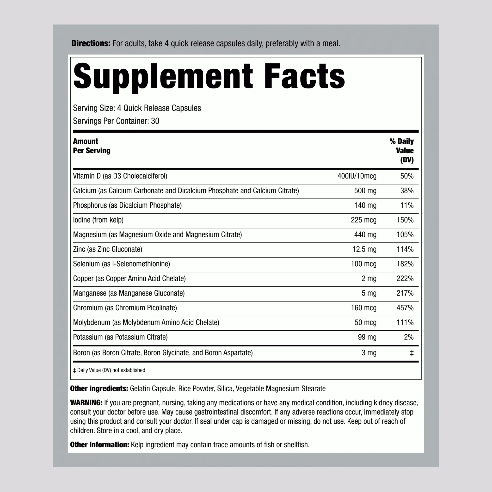 Mega Multi Chelated Minerals, 120 Quick Release Capsules, 2  Bottles - Image 2