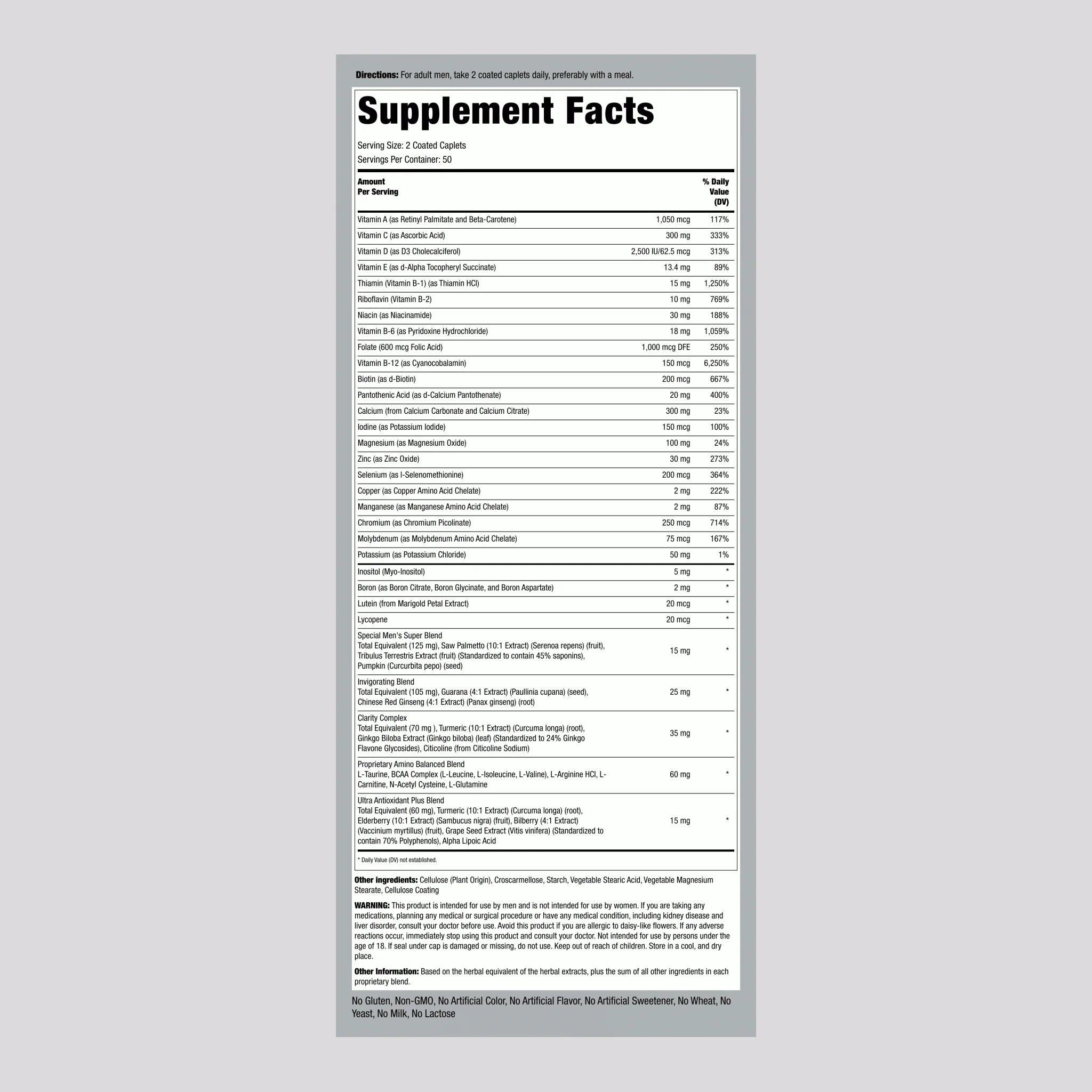 Mega Multi for Men 50 Plus, 100 Coated Caplets - Image 2