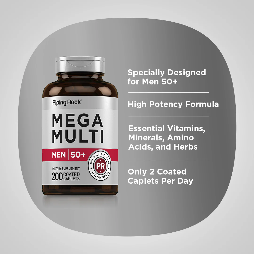 Mega Multi for Men 50 Plus, 200 Coated Caplets - Image 4