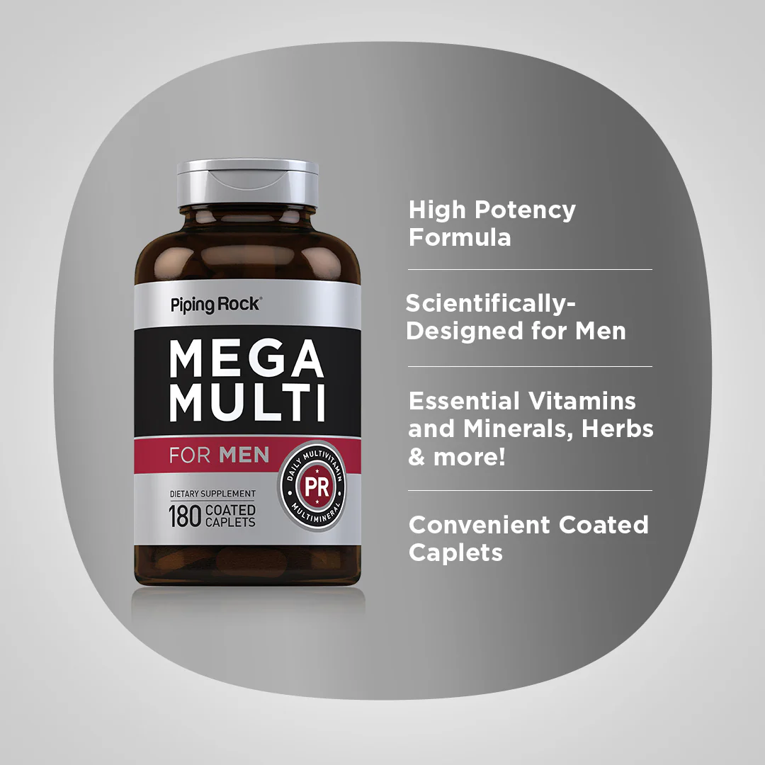 Mega Multiple for Men, 180 Coated Caplets, 2  Bottles - Image 3