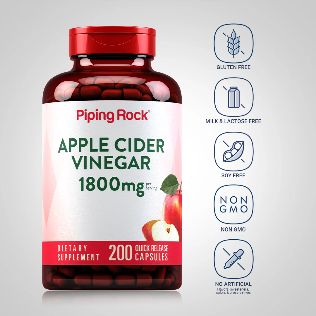 Mega Potency Apple Cider Vinegar, 1800 mg (per serving), 200 Quick Release Capsules - Image 5
